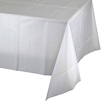 54" X 108" White Plastic Table Covers