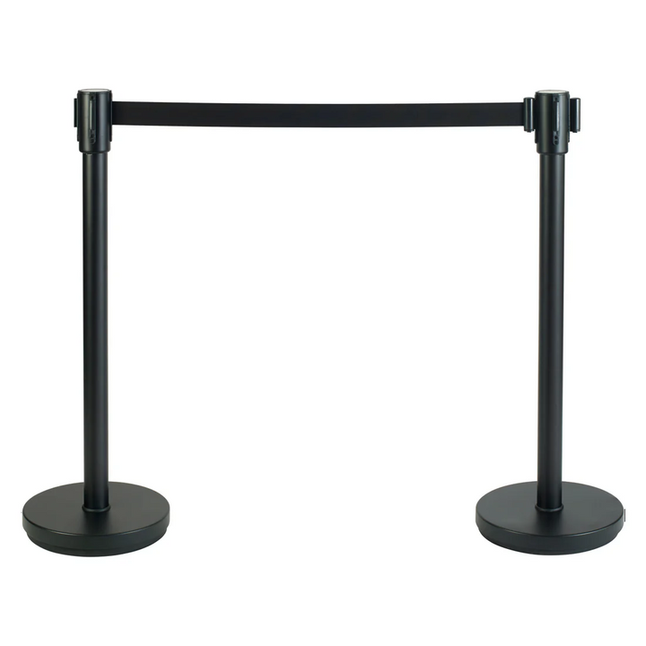 Winco CGS-38K 34" Stanchion Post with 6.5' Black Retractable Belt