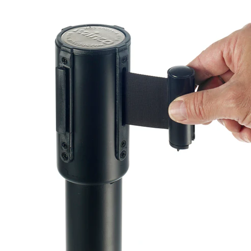 Winco CGS-38K 34" Stanchion Post with 6.5' Black Retractable Belt