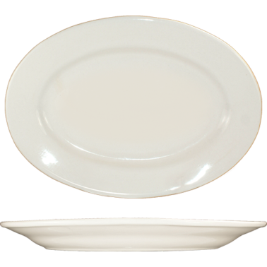 ITI RO-12 Roma 10.375" x 7.25" American White Oval Platter