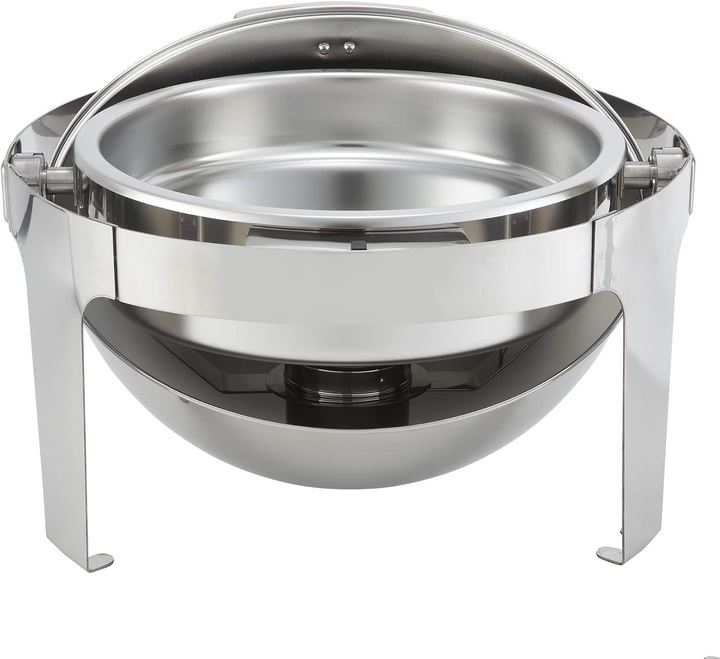 Winco 602 Chafer 6 Qt Round Madison Chafer with Stainless Frame, Roll Top