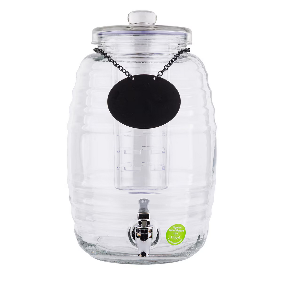 Tablecraft BDG1000 2.5 Gallon Beehive Dispenser with Ice Core Infuser and Chalkboard Necklace Beverage