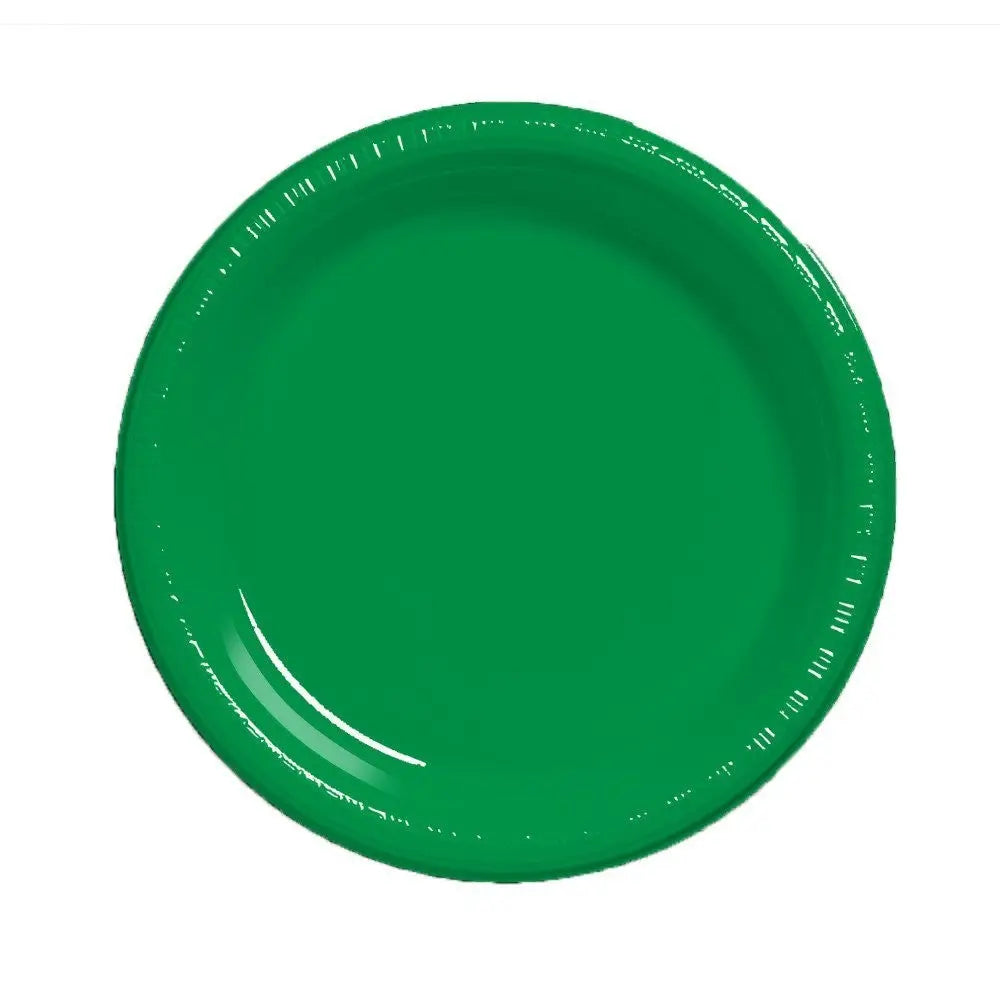 7" Round Green Plastic Plates