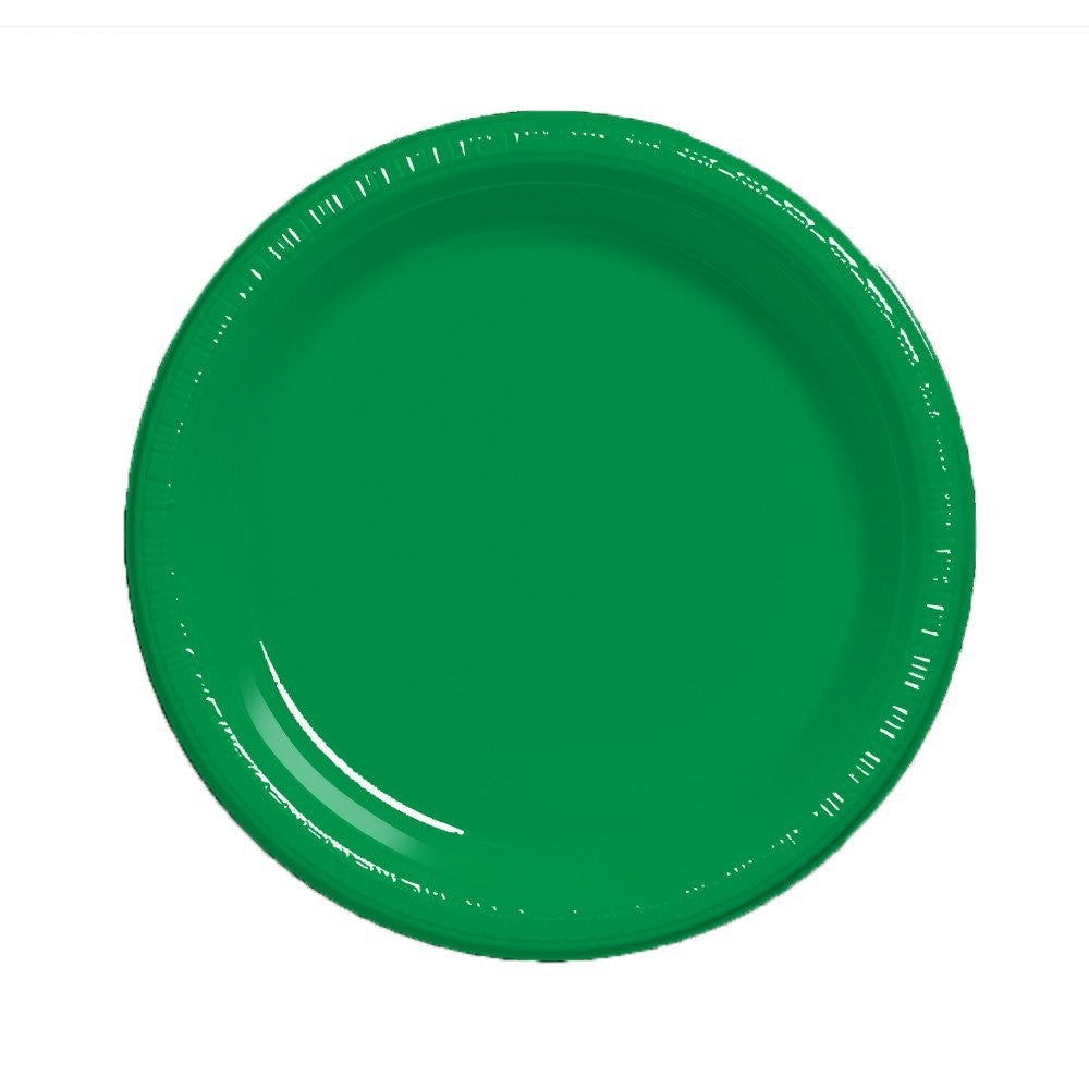 Creative Converting 7" Round Emerald Green Plastic Plates
