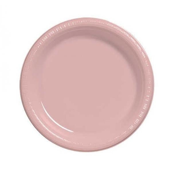 7" Round Pink Plastic Plates