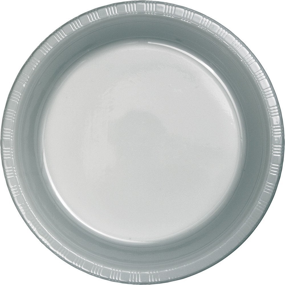 7" Round Silver Plastic Plates