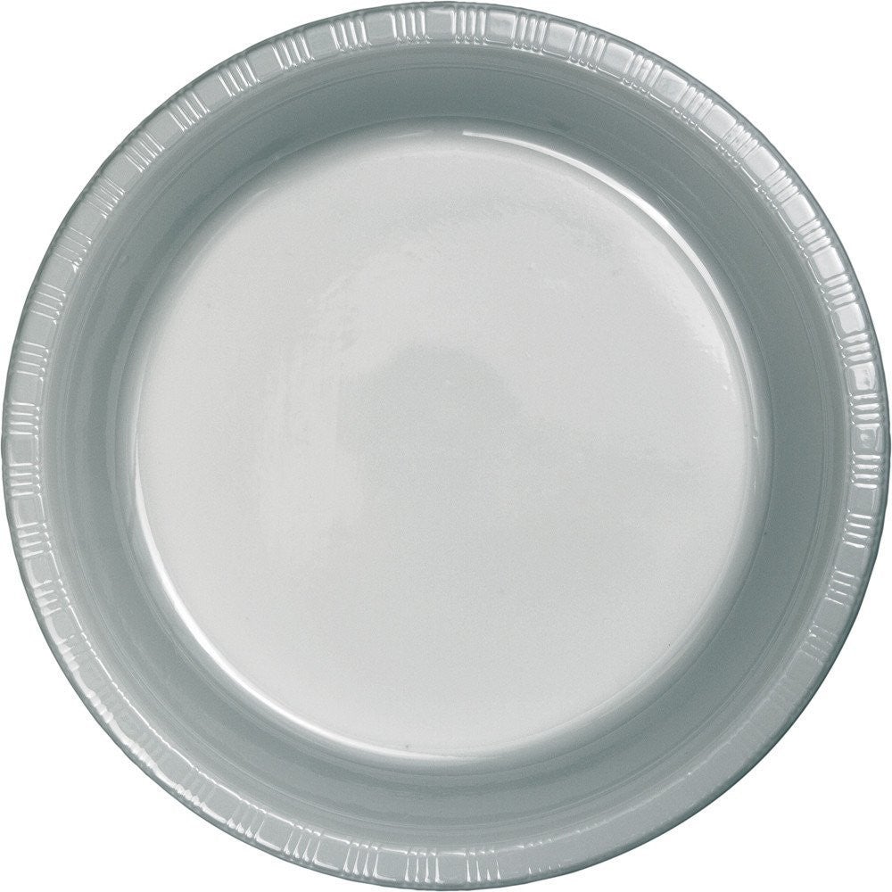 Creative Converting 7" Round Silver Plastic Plates
