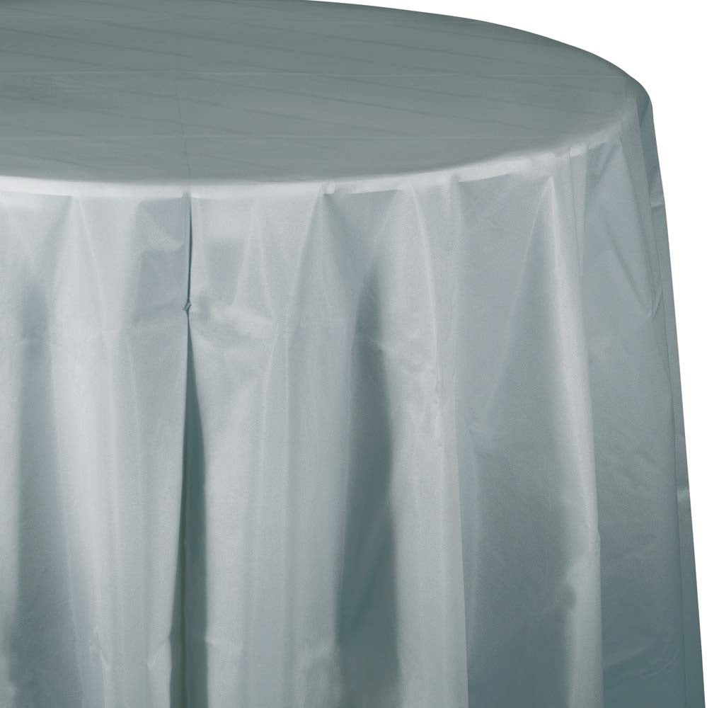 Creative Converting Round Silver 82" Plastic Table Covers