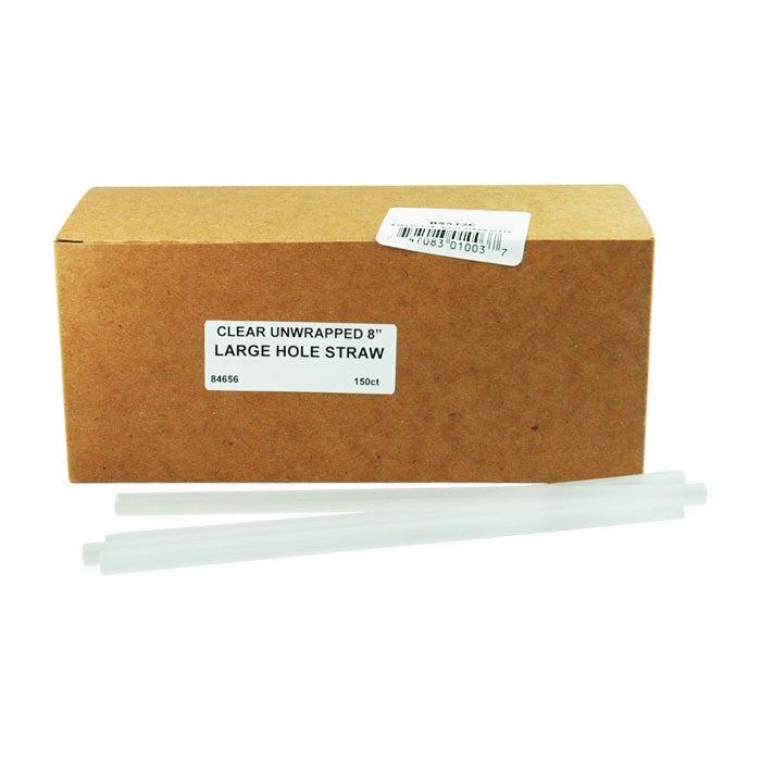 8" Clear Giant Straws – Unwrapped Wide Smoothie Straws