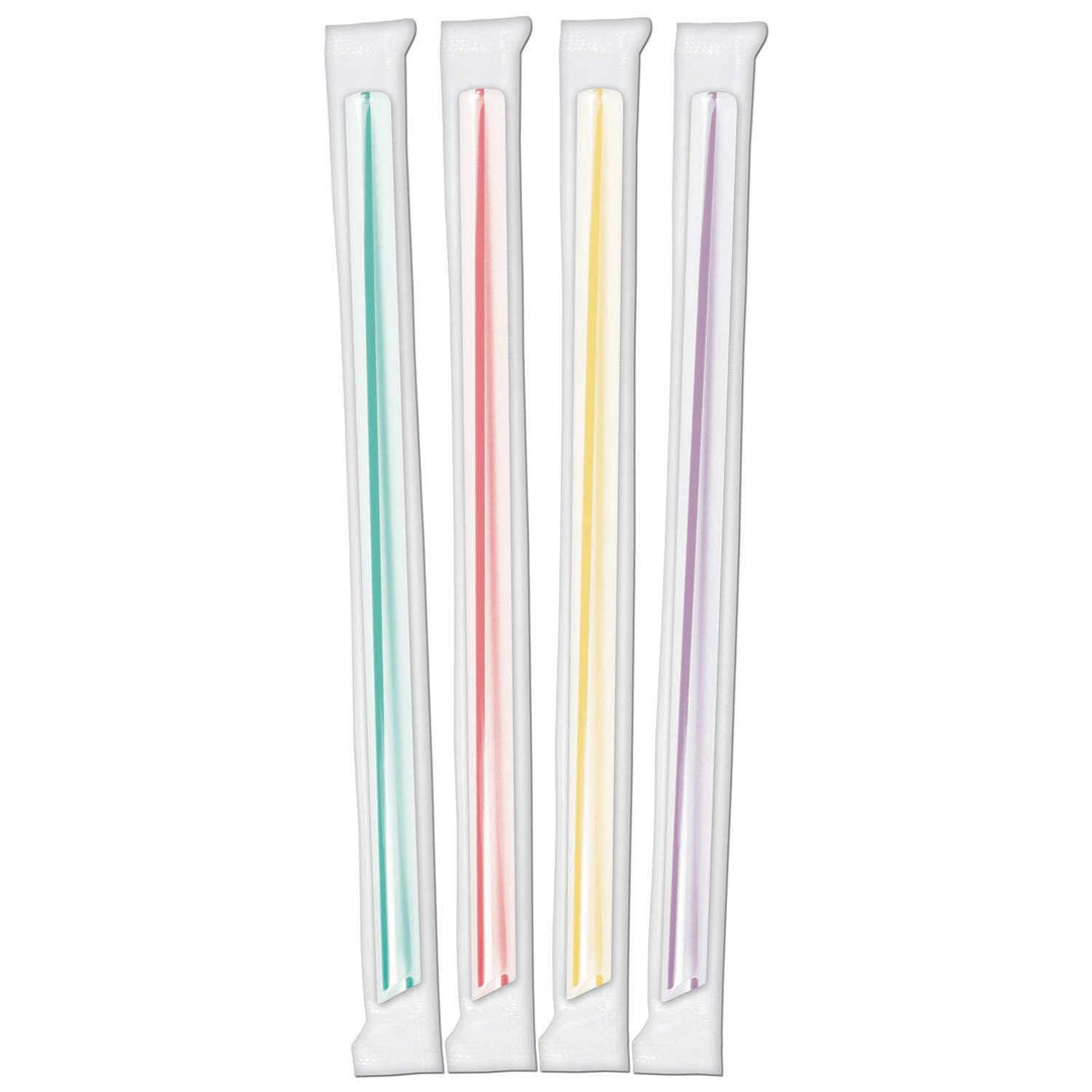 8.5" Wrapped Neon Stripe Smoothie Boba Straws (1249011)