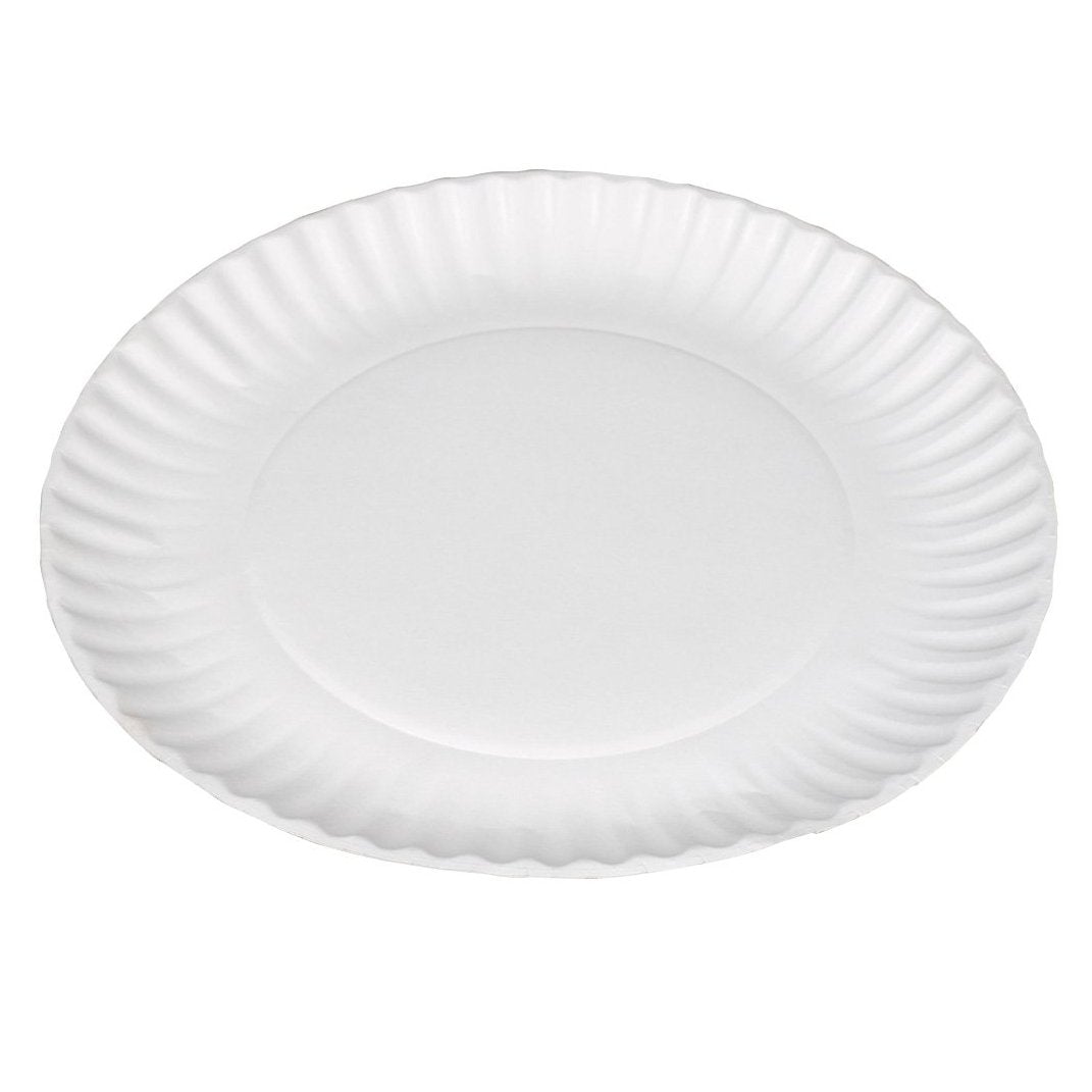 9" Disposable Paper Plates White
