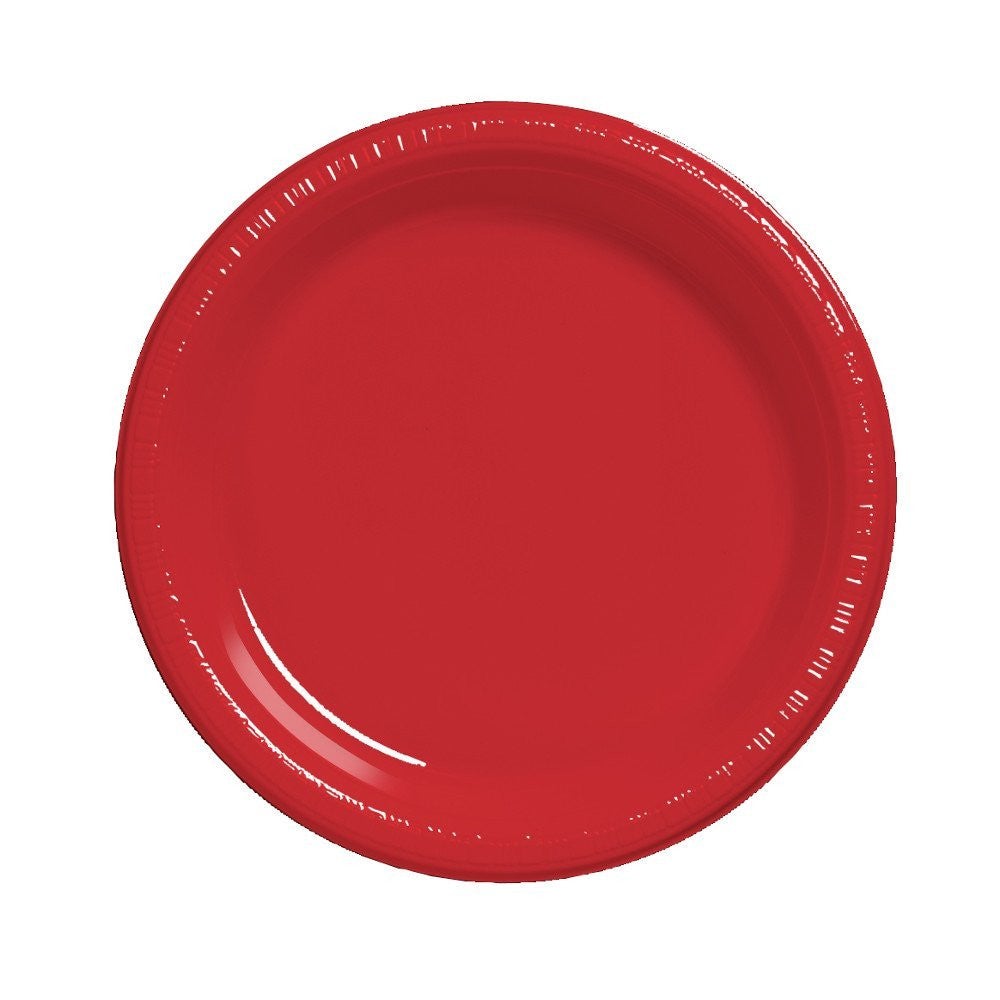 Creative Converting 7" Round Red Plastic Plates