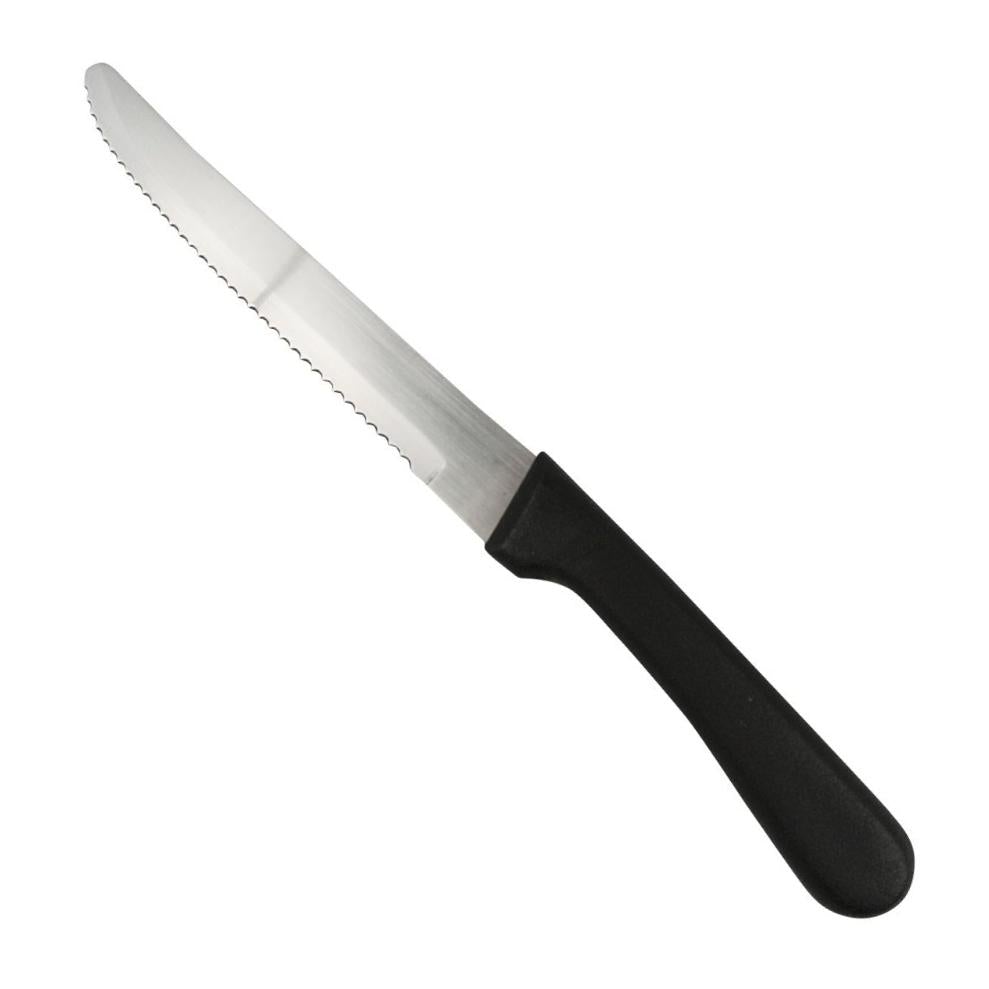 thumbnail image 2 of 12 Steak Knives 8.5 Inch Black Plastic Handle Stainless Steel USA Seller 2 of 6