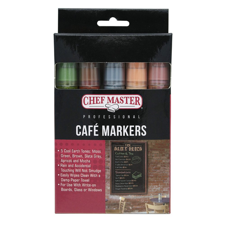 Chef Master 90245 Pack of 5 Cafe Markers