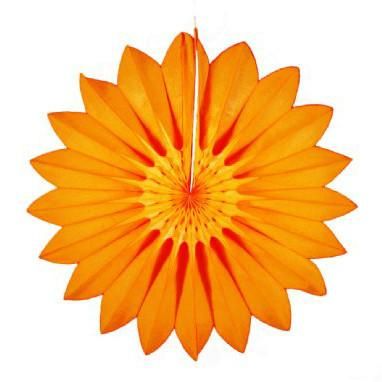 27" Orange Tissue Paper Fan