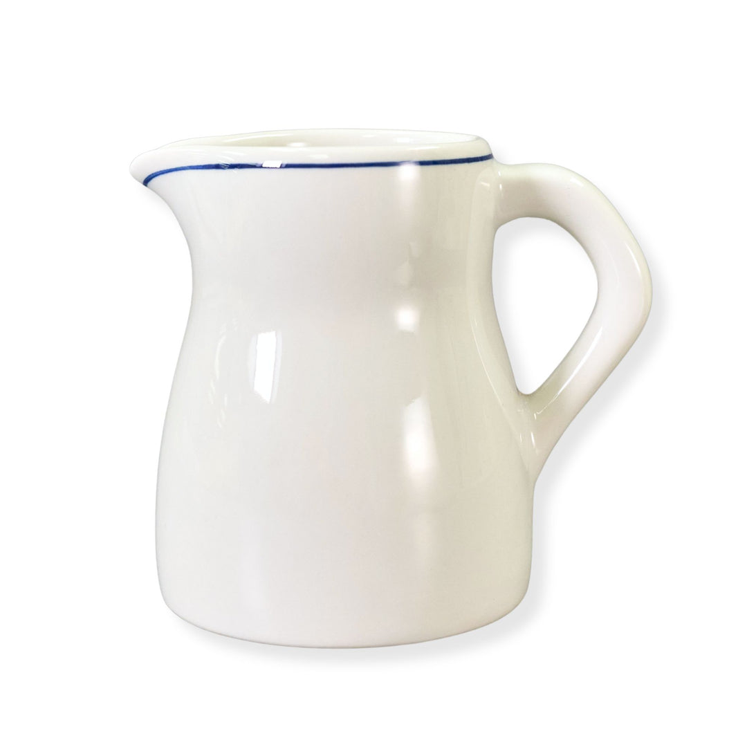Dudson 3QKM625U White 9 oz Jug Creamer with Blue Line