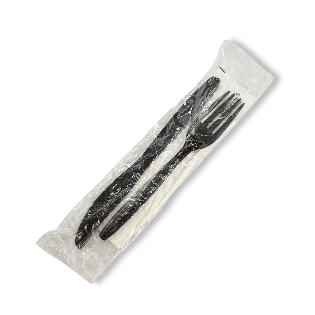Heavy Weight Black Plastic Fork/Knife/Napkin/Salt/Pepper 500/Case