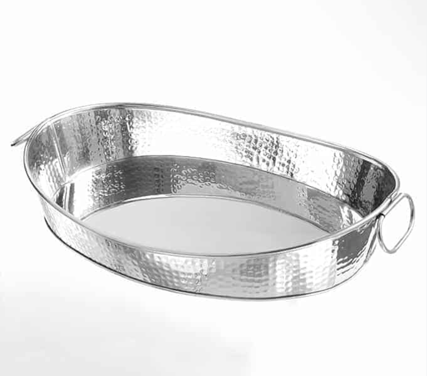American Metalcraft HAMOV19 18" Stainless Steel Oval Hammered Tray