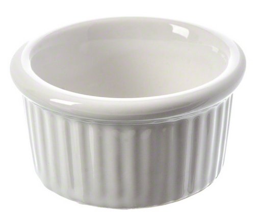 American Metalcraft CRMK275 2.75 oz White Round Ceramic Fluted Ramekin