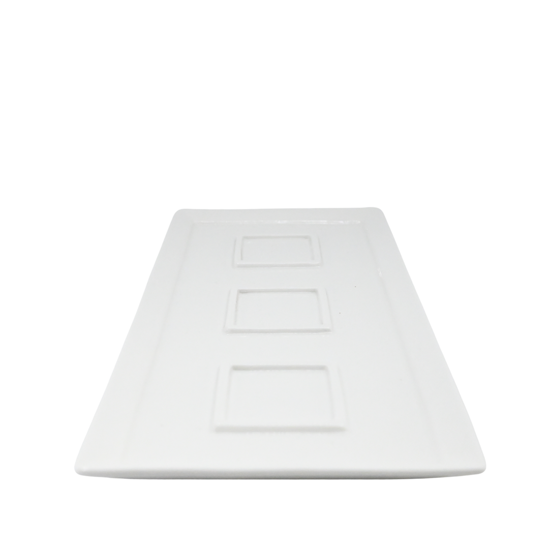 American Metalcraft SCT3 10.5"  5" Rectangle Plate with Three 2" Square Insets