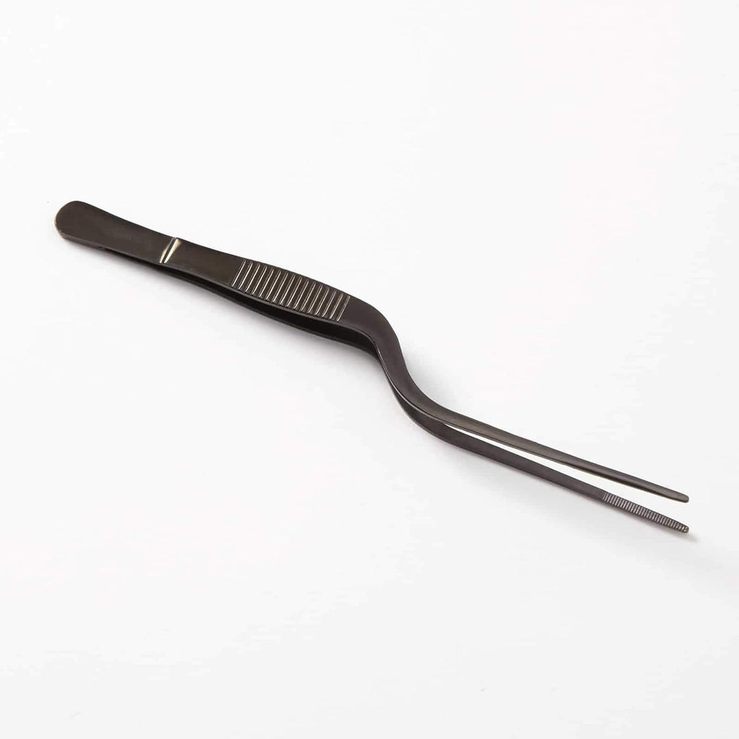 American Metalcraft TWOB6 Black Offset Bar Tweezers