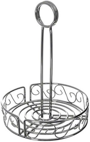 American Metalcraft SSCC8 7-3/4" Stainless Steel Round Scroll Design Condiment Caddy