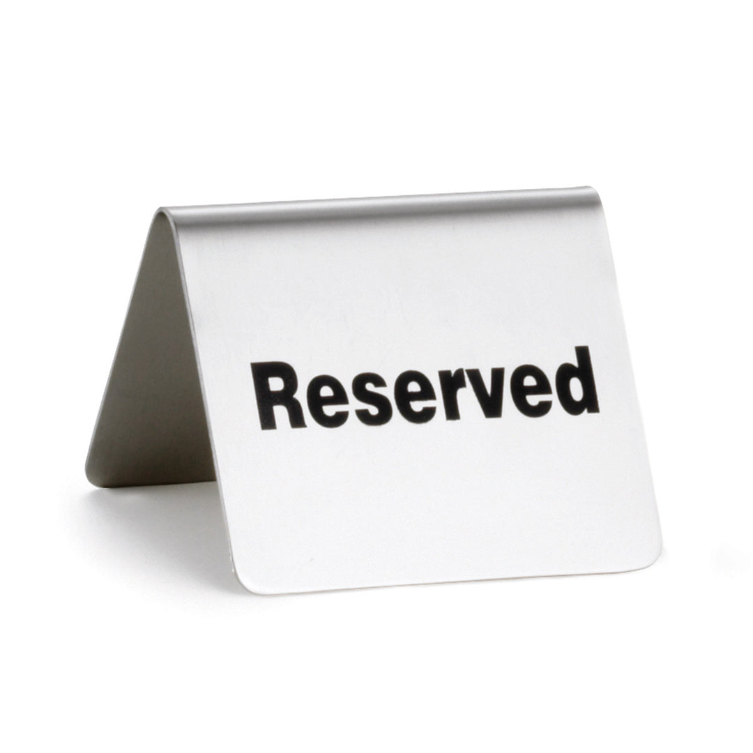 Tablecraft B9 2.5"X2"X2" Stainless Steel Buffet "Reserved" Tent Sign