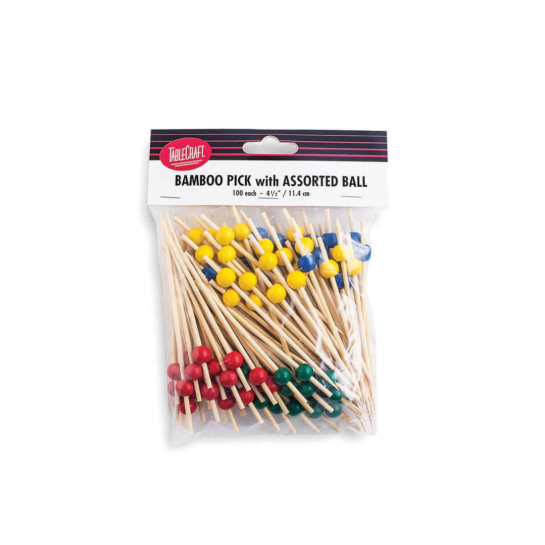 Tablecraft BAMBA45 4.5" Bamboo Pick Assorted Colors