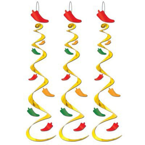 Beistle 50061 30" Chili Pepper Whirls 3/Pack