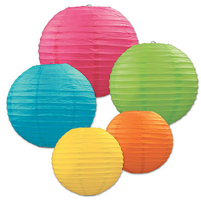 Beistle 54557 5-Pack Assorted Color Paper Lanterns