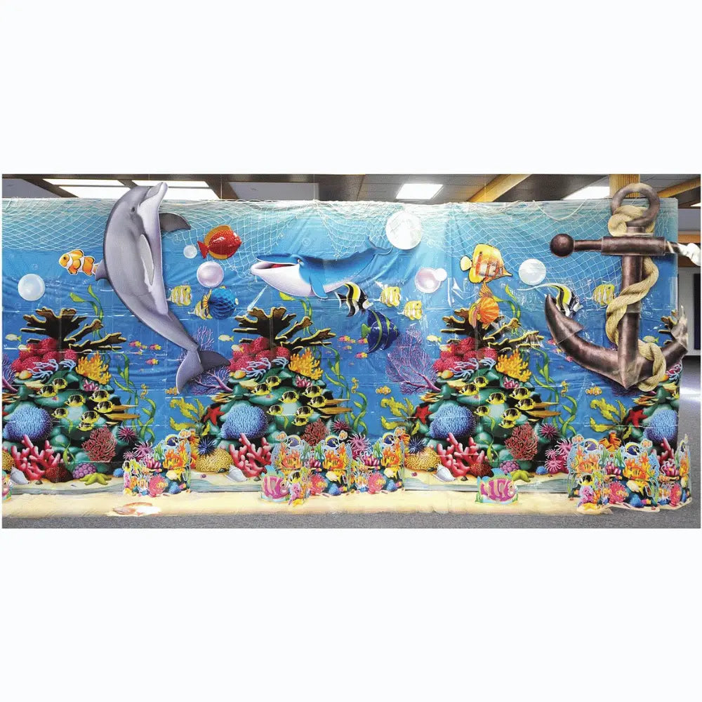 Beistle Undersea Backdrop 4x30 Feet | Under the Sea Wall Decor