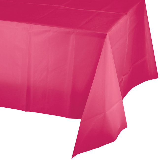 Creative Converting 54" X 108" Hot Magenta Plastic Table Covers
