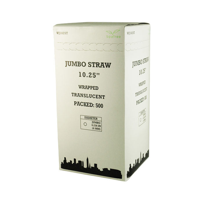 10.25" Clear Jumbo Straws – Individually Wrapped Plastic Straws
