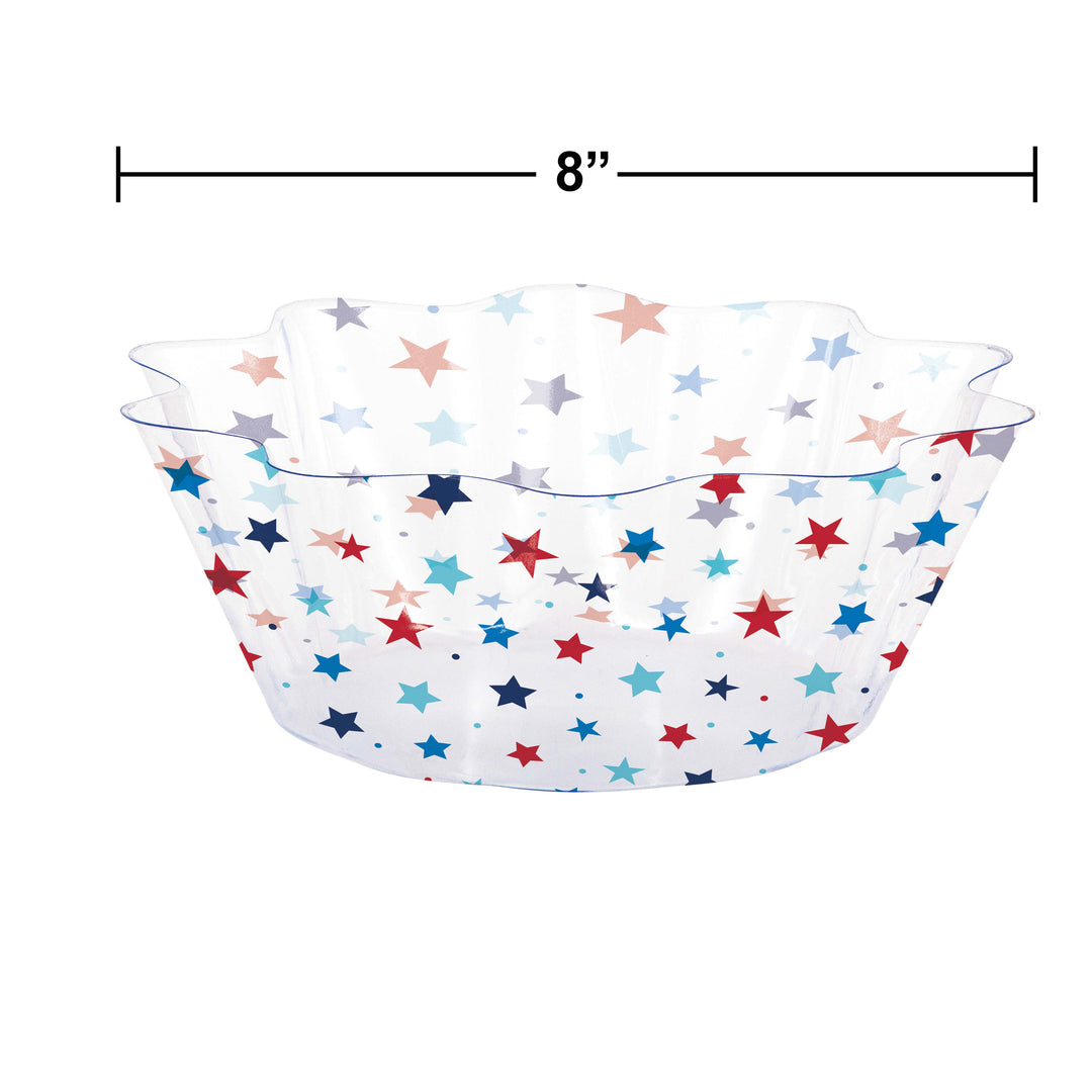 Creative Converting 343104 Plastic Patriotic Stars Fluted Bowl 8"