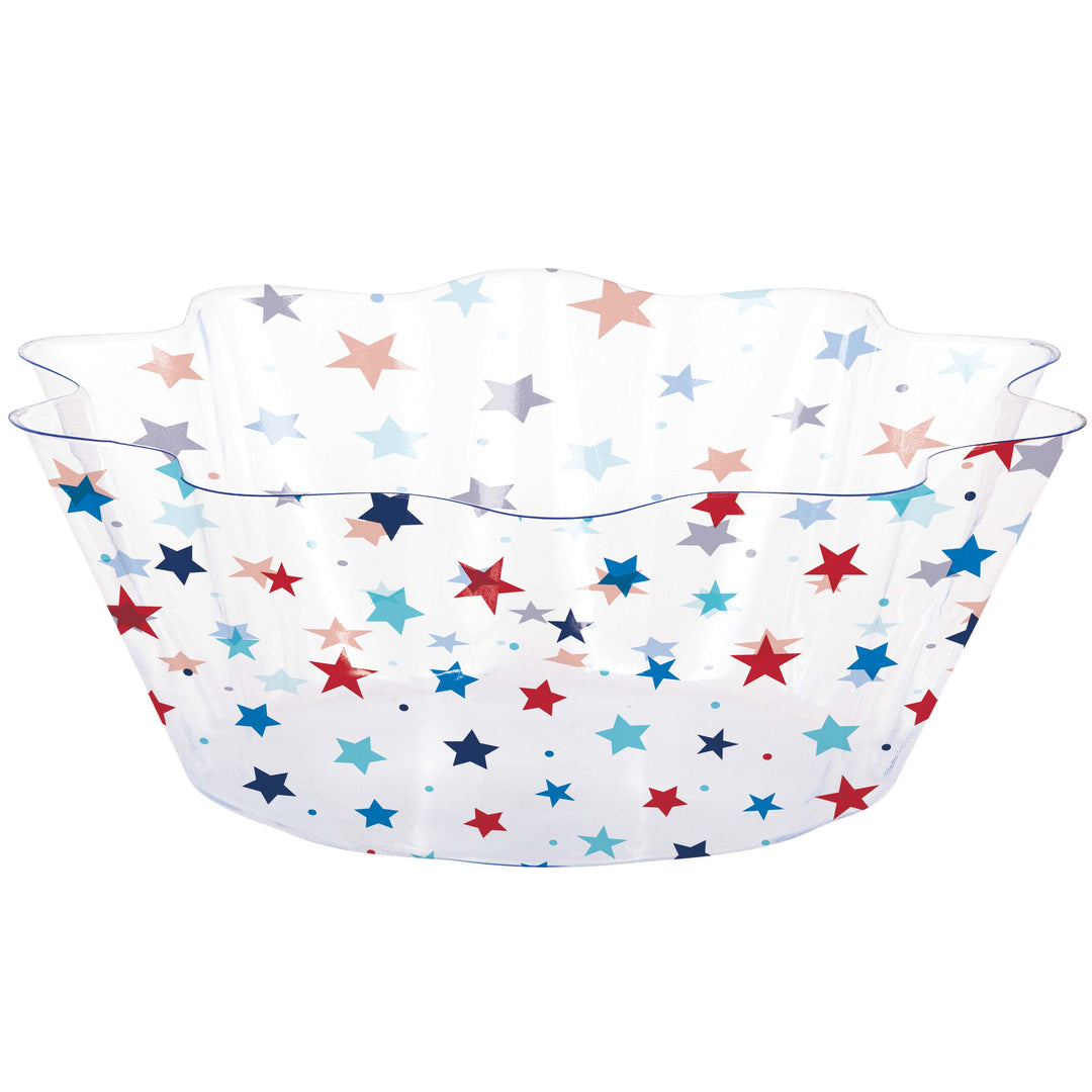 Creative Converting 343104 Plastic Patriotic Stars Fluted Bowl 8"