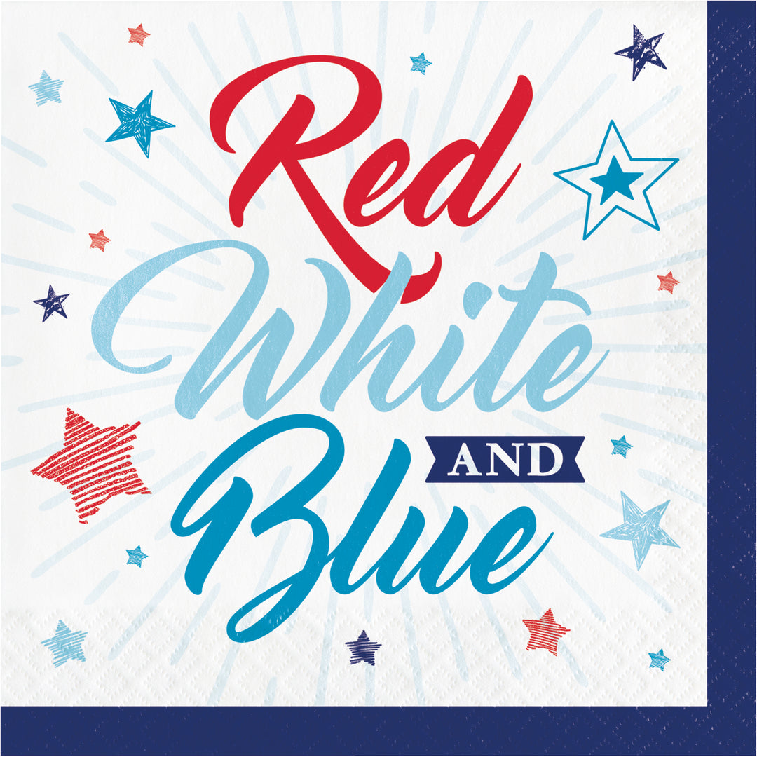 Creative Converting 13" X 13" Patriotic Party Beverage Napkins