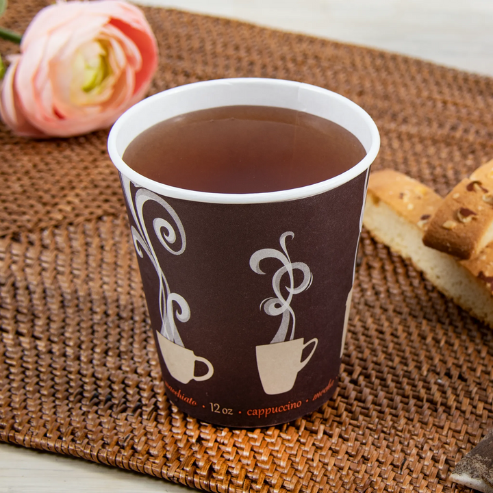 Dart ThermoGuard DWTG12ST Double Wall 12 oz Paper Cup with Steam Design