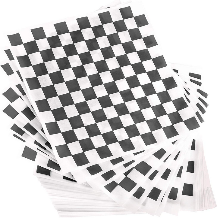 Printed Black Checkboard Deli Wrap 12" x 12" (FDP12BK)