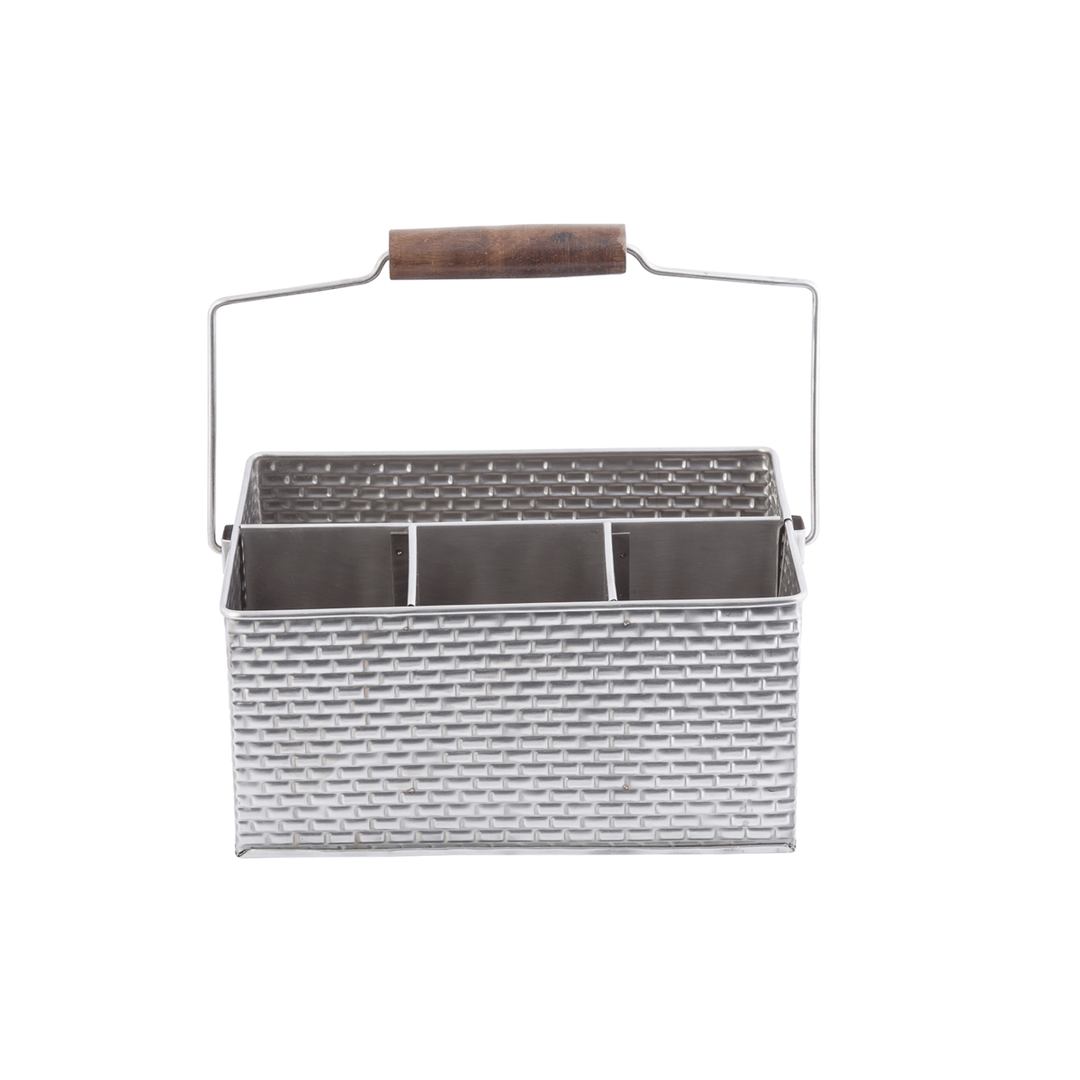 Tablecraft GPSSCADDY 4-Compartment Rectangular Flatware Caddy with Handle