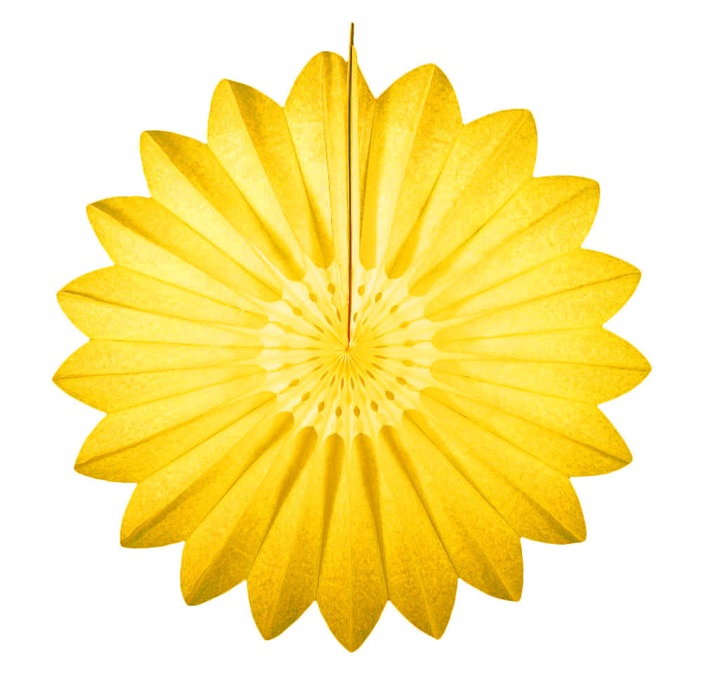 27" Neon Yellow Tissue Paper Fan