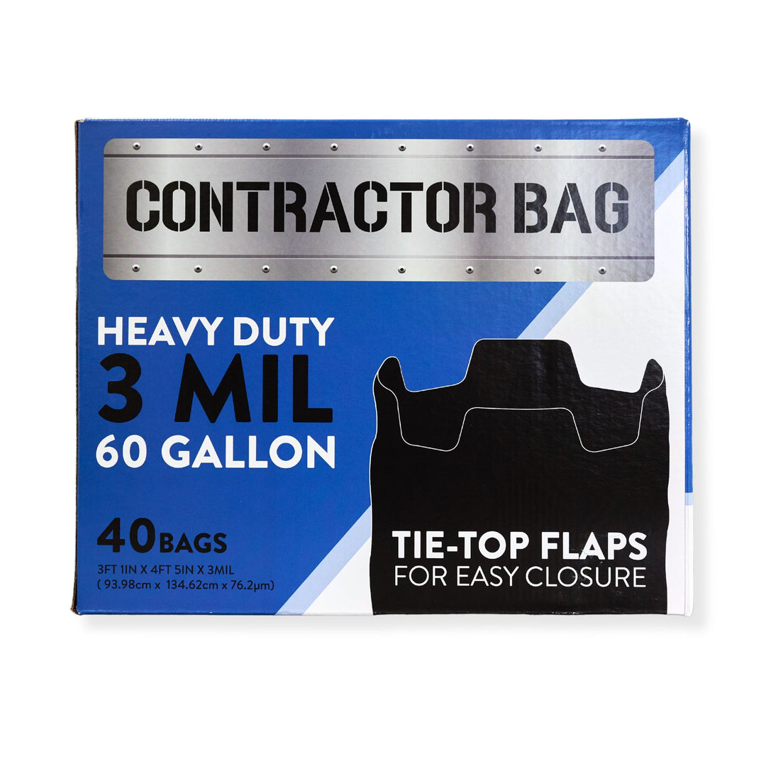 Pitt Plastics CB6030XK 37 x 53 3 Mil 60 Gallon Heavy Duty Black Contractor Bag