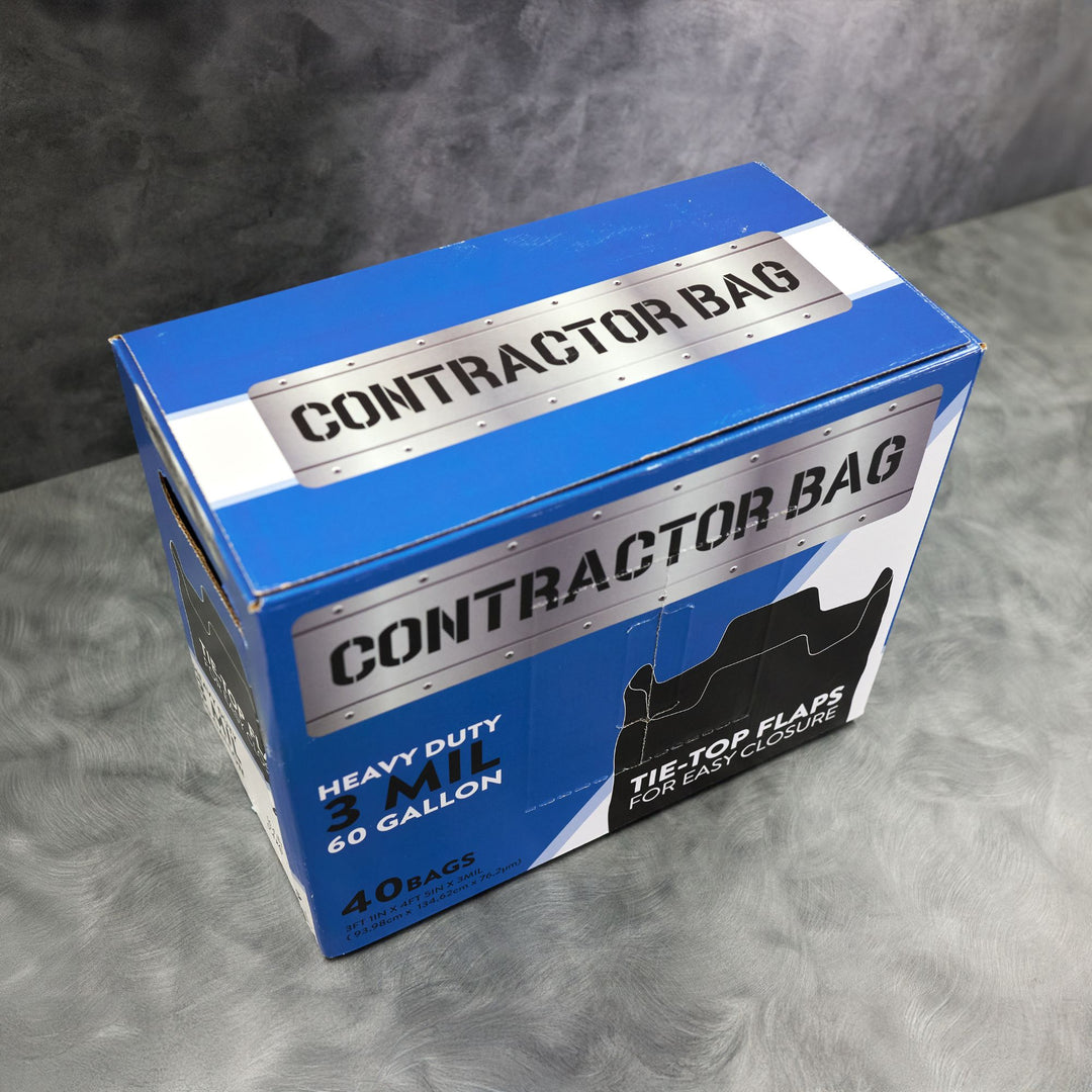 Pitt Plastics CB6030XK 37 x 53 3 Mil 60 Gallon Heavy Duty Black Contractor Bag