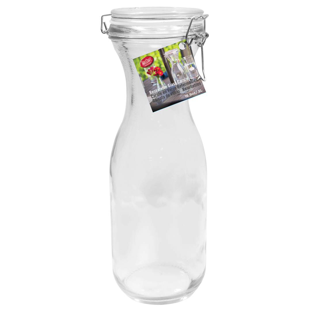 Tablecraft RGC34 34 oz Resealable Glass Carafe with Silicone Seal