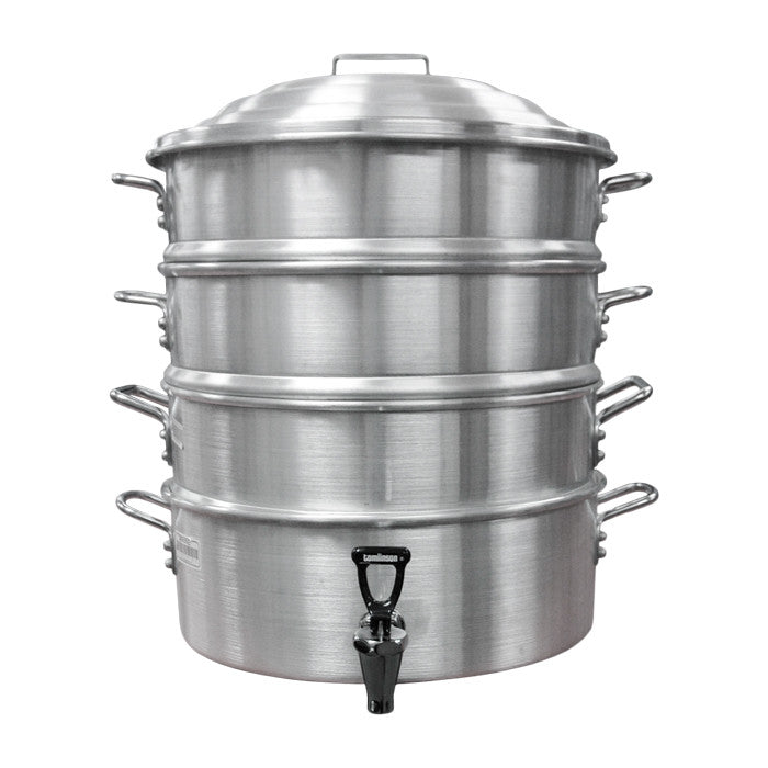 18-Inch, 3-Tier Aluminum Steamer with Lid and Baskets