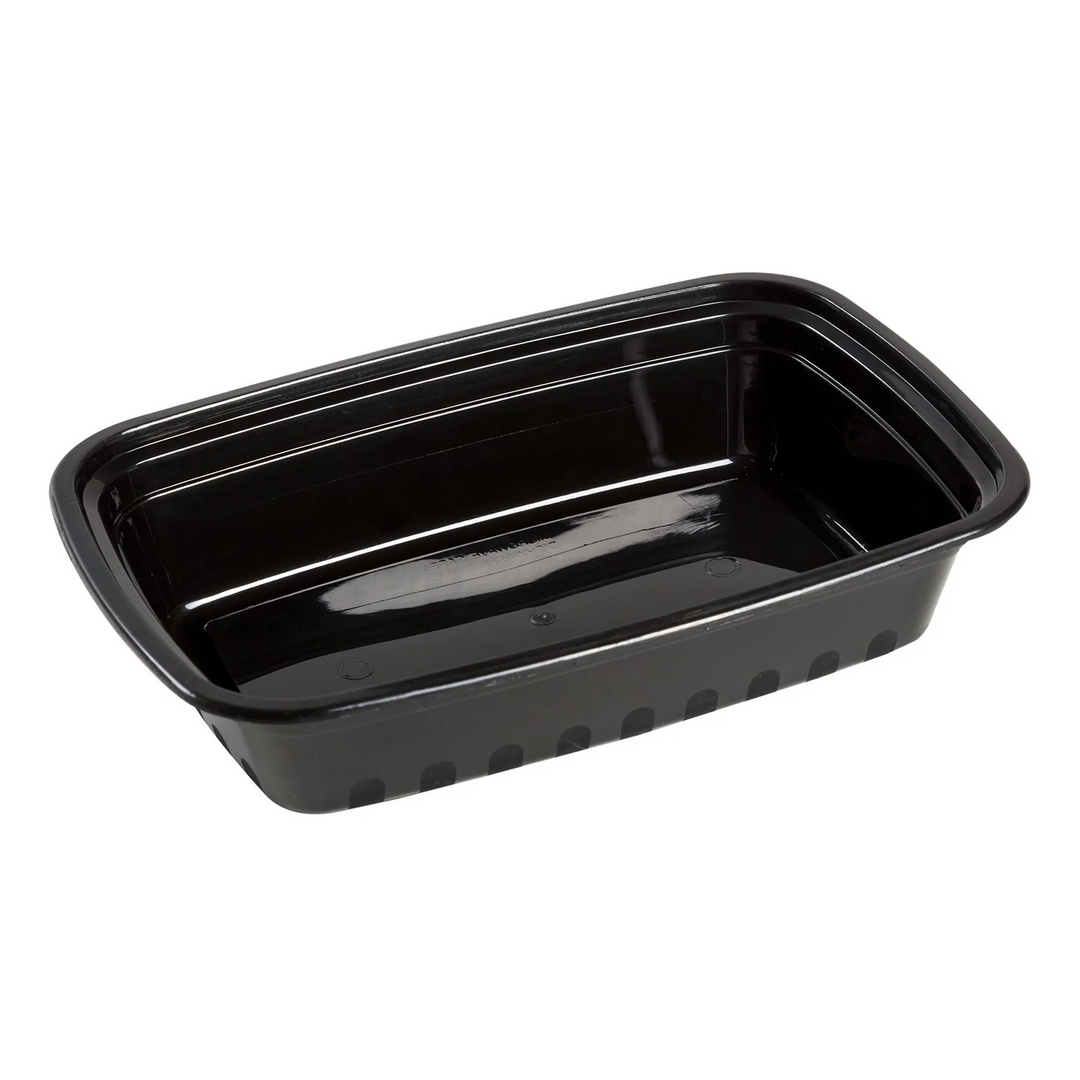 AmerCareRoyal TGCS28B 28 Ounce Black Clear Top Rectangular Polypropylene To Go Combo Container, 150/Case