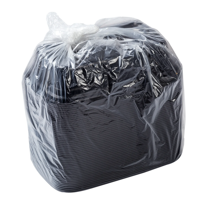 AmerCareRoyal TGCS28B 28 Ounce Black Clear Top Rectangular Polypropylene To Go Combo Container, 150/Case