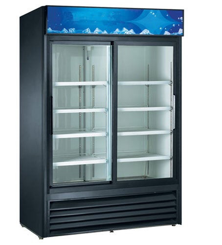 Adcraft USRFS-2D/B U-Star 2 Door 39.9 Cubic Ft Glass Merchandising Refrigerator - Black