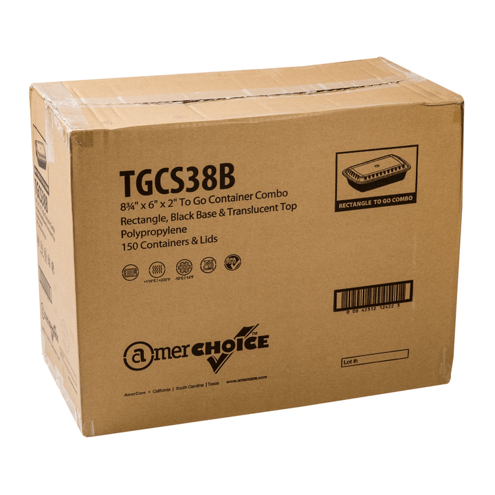 AmerCareRoyal TGCS38B 38 Ounce Black Clear Top Rectangular Polypropylene To Go Combo Container, 150/CaseShopAtDean