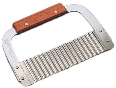 American Metalcraft SER75 SS Wood Handle Crinkle Cut Serrator 7"
