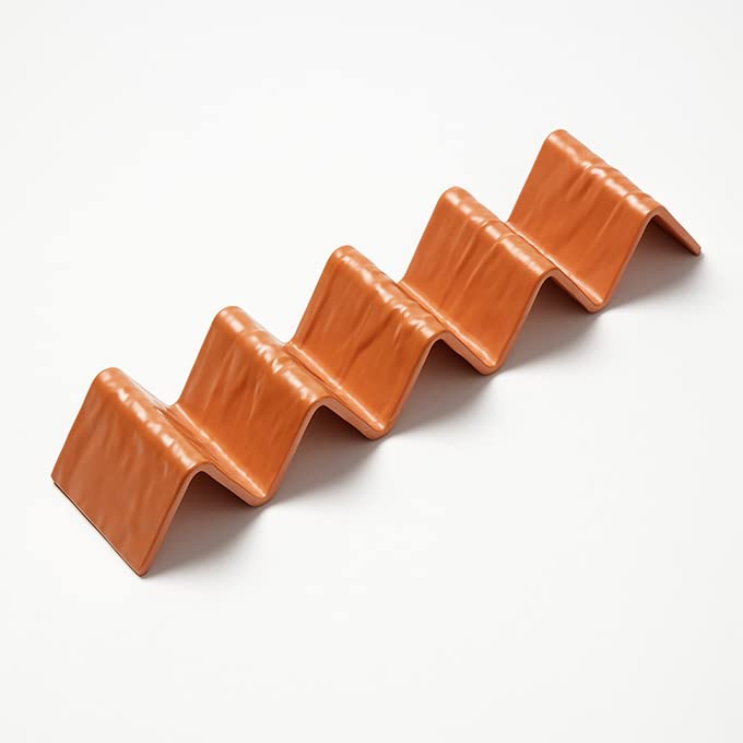 American Metalcraft THMT5 4-5 Compartment Faux Slate Melamine Terracotta Taco Holder